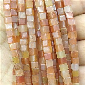 Orange Aventurine Cube Beads, approx 4mm [GB27054]