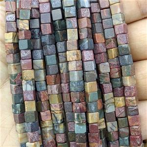 Picasso Jasper Cube Beads Multicolor, approx 4mm [GB27058]
