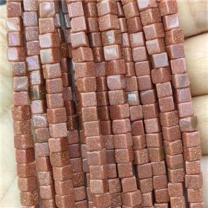 Golden Sandstone Cube Beads, approx 4mm [GB27063]