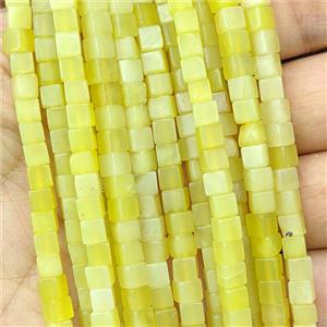 Yellow Lemon Jade Cube Beads, approx 4mm [GB27064]