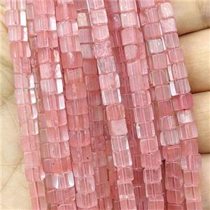 Pink Synthetic Quartz Cube Beads, approx 4mm [GB27065]