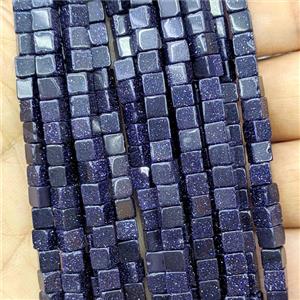 Blue Sandstone Cube Beads, approx 4mm [GB27066]