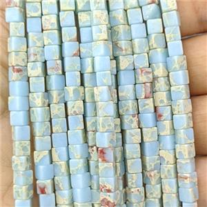 Imperial Jasper Cube Beads Blue Dye, approx 4mm [GB27067]