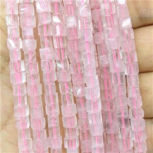 Pink Rose Quartz Cube Beads, approx 4mm [GB27068]