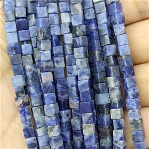 Blue Sodalite Cube Beads, approx 4mm [GB27071]