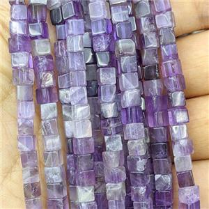 Purple Amethyst Cube Beads, approx 4mm [GB27072]