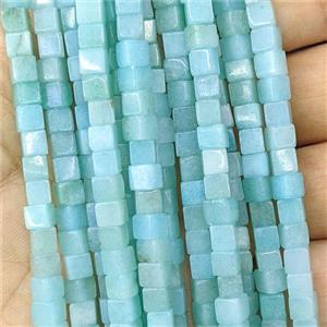 Blue Amazonite Cube Beads, approx 4mm [GB27076]