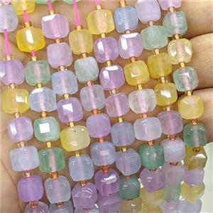 Jade Cube Beads Mixed Color Dye, approx 8-9mm [GB27078]