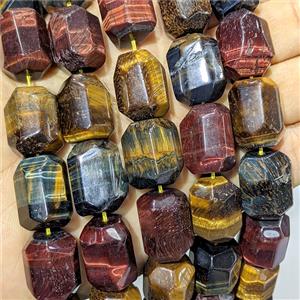 Tiger Eye Stone Beads Faceted Freeform Multicolor, approx 16-20mm [GB27094]