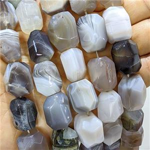 Gray Botswana Agate Nugget Beads Faceted Freeform, approx 16-20mm [GB27098]