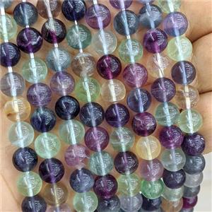 Natural Fluorite Beads Multicolor Smooth Round, approx 10mm [GB27135-10MM]