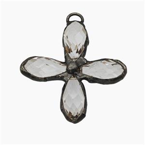Crystal Glass Cross Pendant, approx 45-50mm [GM24526]