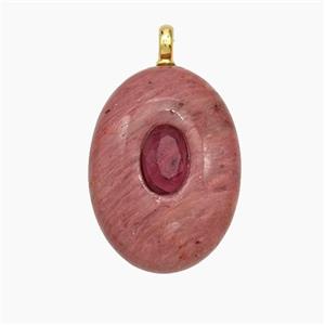 Natural Pink Wood Lace Jasper Oval Pendnat, approx 13-18mm [GM24534]