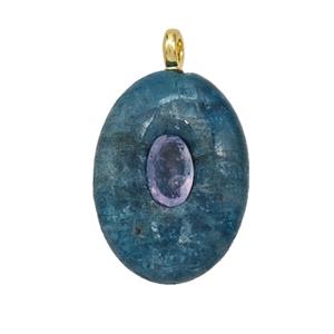 Natural Blue Apatite Oval Pendant, approx 13-18mm [GM24535]