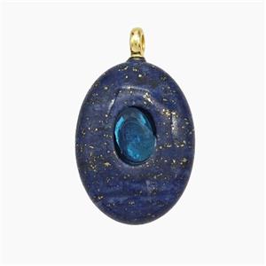 Natural Blue Lapis Lazuli Oval Pendant, approx 13-18mm [GM24536]