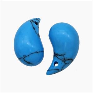 Natural Howlite Turquoise Comma Pendant Blue Dye, approx 10-20mm [GM24551]