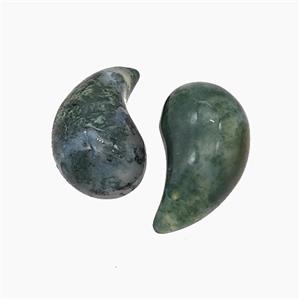 Natural Moss Agate Comma Pendant Green, approx 10-20mm [GM24554]