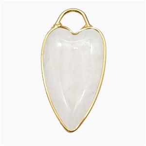 Natural Clear Crystal Quartz Heart Pendant Gold Plated, approx 17-28mm [GM24561]