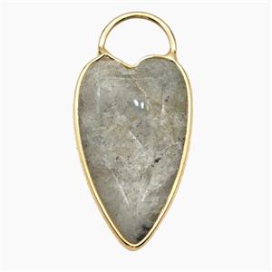Natural Labradorite Heart Pendant Gold Plated, approx 17-28mm [GM24563]