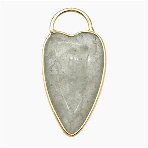 Natural Green Strawberry Quartz Heart Pendant Gold Plated, approx 17-28mm [GM24564]