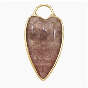 Natural Pink Strawberry Quartz Heart Pendant Gold Plated, approx 17-28mm [GM24565]