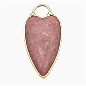 Natural Pink Wood Lace Jasper Heart Pendant Gold Plated, approx 17-28mm [GM24566]