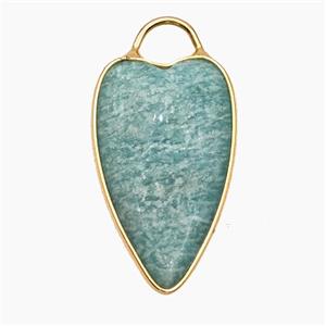 Natural Green Amazonite Heart Pendant Gold Plated, approx 17-28mm [GM24567]