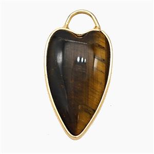 Natural Tiger Eye Stone Heart Pendant Gold Plated, approx 17-28mm [GM24568]