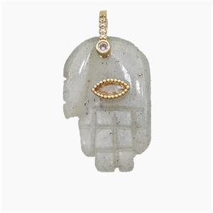 Natural Labradorite Buddha-Hand Pendant, approx 17-27mm [GM24574]