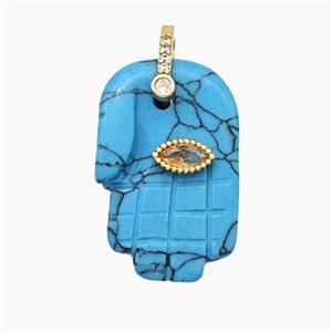 Howlite Turquoise Buddha-Hand Pendant Blue Dye, approx 17-27mm [GM24577]