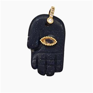 Blue Sandstone Buddha-Hand Pendant, approx 17-27mm [GM24578]