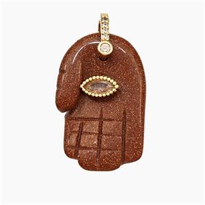 Golden Sandstone Buddha-Hand Pendant, approx 17-27mm [GM24579]