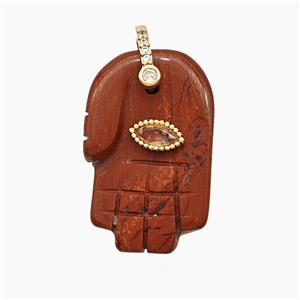 Natural Red Jasper Buddha-Hand Pendant, approx 17-27mm [GM24580]