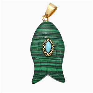 Green Synthetic Malachite Fish Pendant, approx 18-30mm [GM24593]
