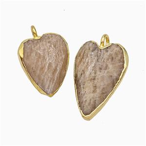 Natural Peach Sunstone Heart Pendant Faceted Gold Plated, approx 12-15mm [GM24669-S]