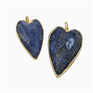 Natural Blue Sodalite Heart Pendant Faceted Gold Plated, approx 13-20mm [GM24671-L]