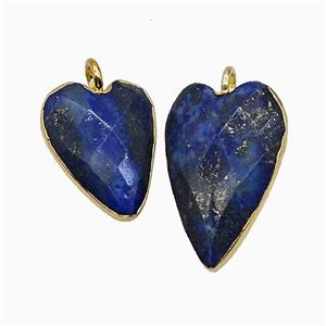 Natural Blue Lapis Lazuli Heart Pendant Dye Faceted Gold Plated, approx 13-20mm [GM24673-L]