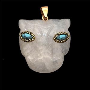 Natural Clear Quartz Leopard-header Pendant, approx 30mm [GM24675]
