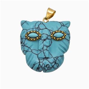 Blue Dye Howlite Turquoise Leopard-header Pendant, approx 30mm [GM24679]