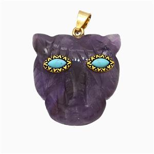 Purple Amethyst Leopard-header Pendant, approx 30mm [GM24682]