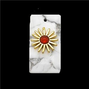 White Howlite Turquoise Rectangle Pendant With Copper Sun Gold Plated, approx 13-25mm [GM24687]