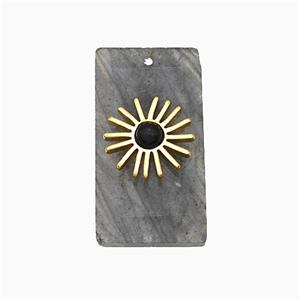 Labradorite Rectangle Pendant With Copper Sun Gold Plated, approx 13-25mm [GM24688]