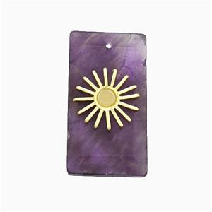 Purple Amethyst Rectangle Pendant With Copper Sun Gold Plated, approx 13-25mm [GM24694]