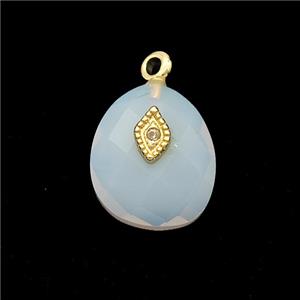 Opalite Teardrop Pendant With Copper Eye Gold Plated, approx 12-14mm [GM24697]