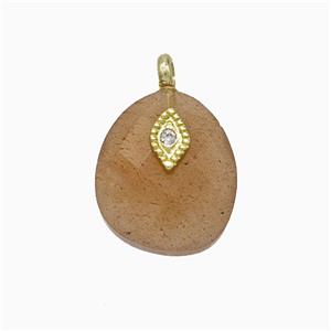 Yellow Aventurine Teardrop Pendant With Copper Eye Gold Plated, approx 12-14mm [GM24700]