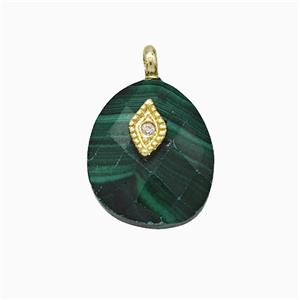 Synthetic Green Malachite Teardrop Pendant With Copper Eye Gold Plated, approx 12-14mm [GM24706]