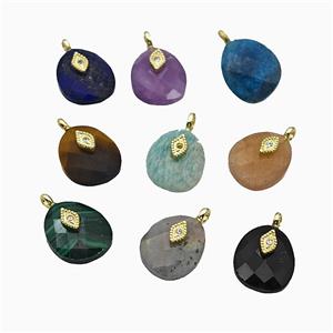 Mixed Gemstone Teardrop Pendant With Copper Eye Gold Plated, approx 12-14mm [GM24707]