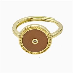 Copper Ring Pave Sunstone Circle Adjustable Gold Plated, approx 13mm, 18mm dia [GM24763]