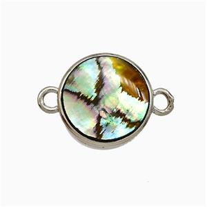 Abalone Shell Circle Connector Platinum Plated, approx 14mm [GM24767]