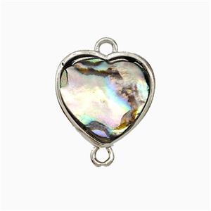 Abalone Shell Heart Connector Platinum Plated, approx 14mm [GM24769]